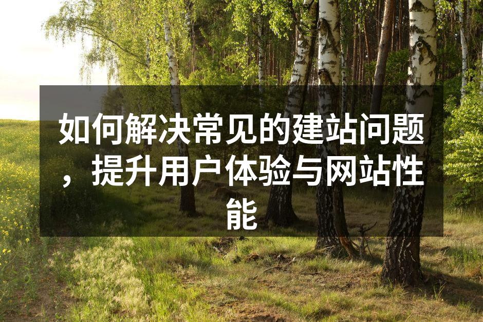 如何解决常见的建站问题，提升用户体验与网站性能